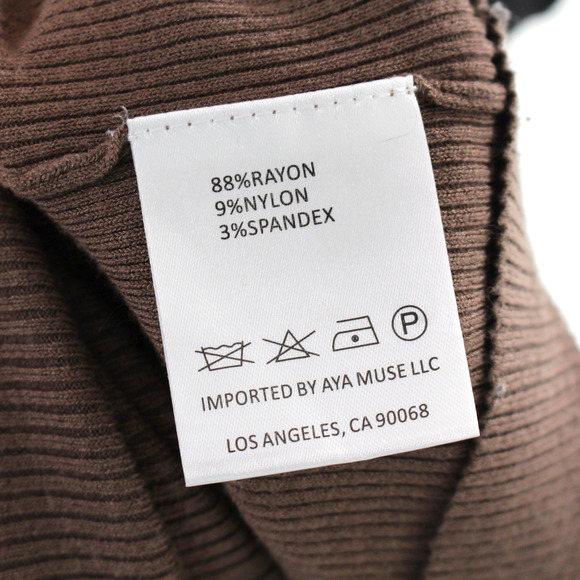 Aya Muse Loma Brown Rib Knit Cold Shoulder Turtleneck Dress M NEW Open Back Midi - Picture 8 of 8